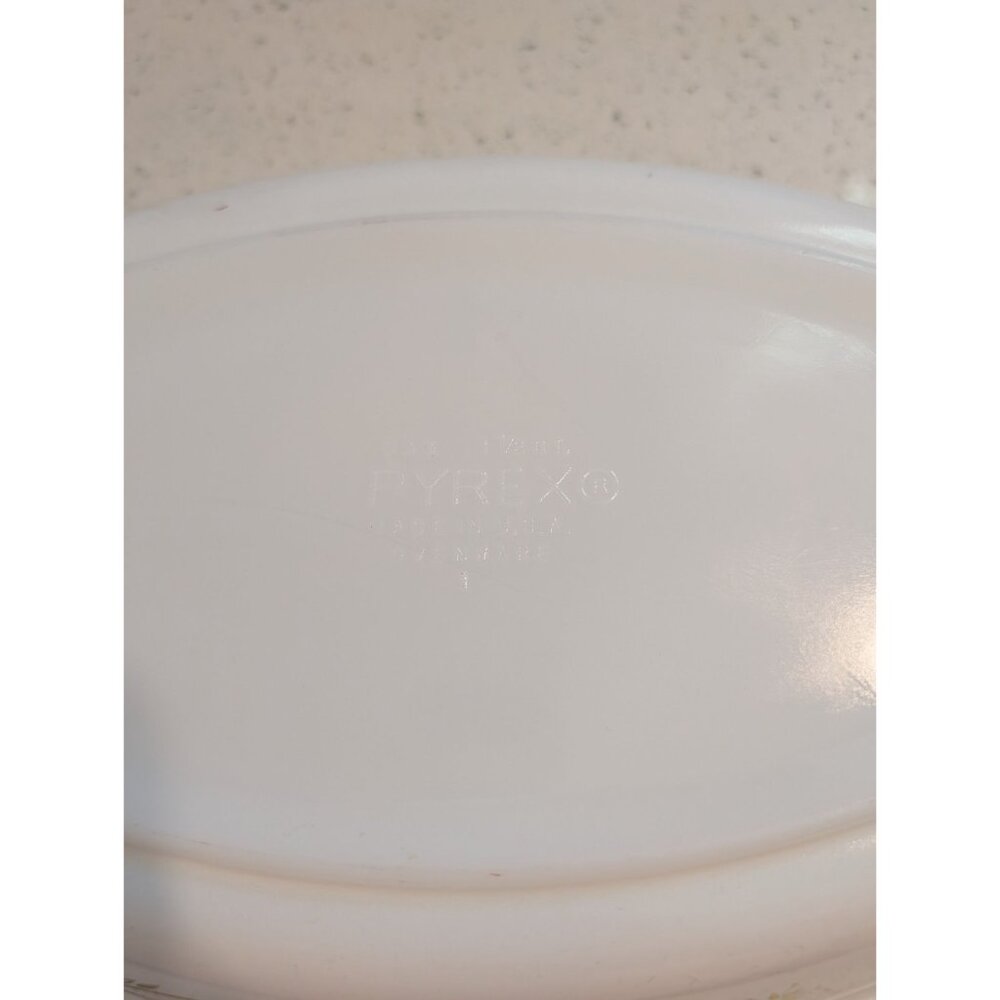 Vintage Pyrex Golden Honeysuckle 1 1/2 Qt Casserole Dish Lid White Bakeware - Picture 5 of 16
